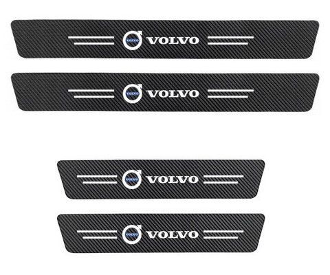 Защитная пленка (наклейка) накладка на пороги для Volvo Черный Карбон Плюс 4 шт 2480389148 фото