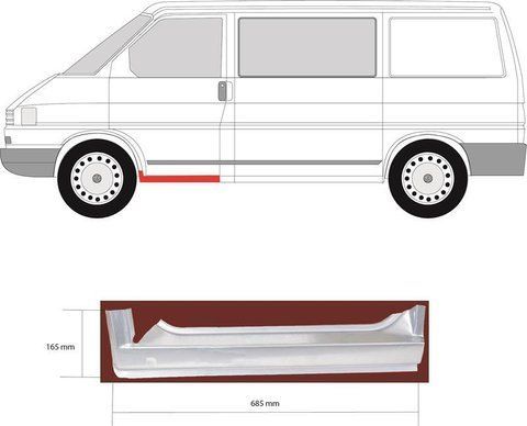 Порог внешний левый VW Transporter T4 1990-2003 1948500728 фото