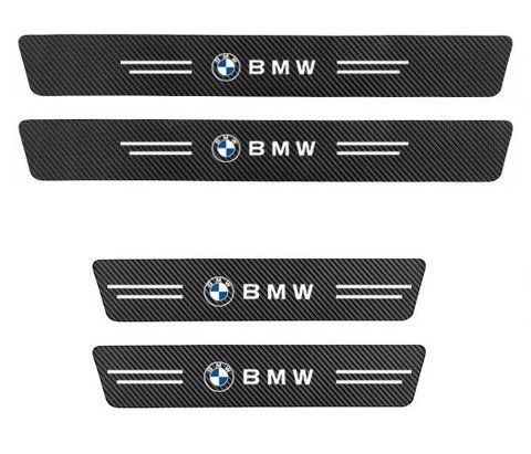 Защитная пленка (наклейка) накладка на пороги для BMW Черный Карбон Плюс 4 шт 2481105347 фото