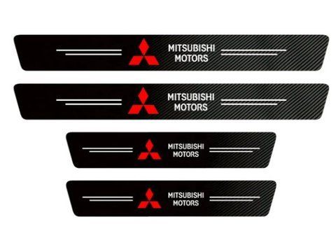 Защитная пленка (наклейка) накладка на пороги для Mitsubishi Черный Карбон Плюс 4 шт 2481106397 фото
