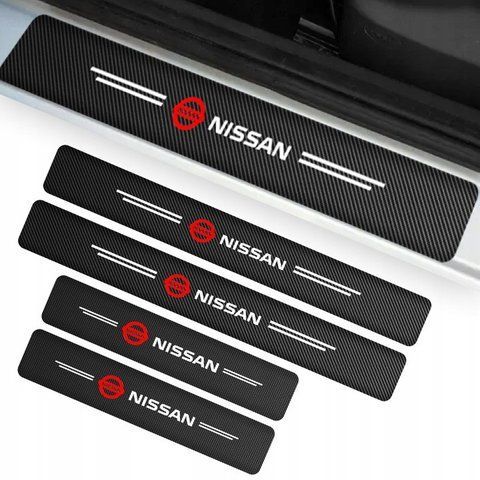 Защитная пленка накладка на пороги для Nissan Черный Карбон Плюс 4 шт 2303729145 фото