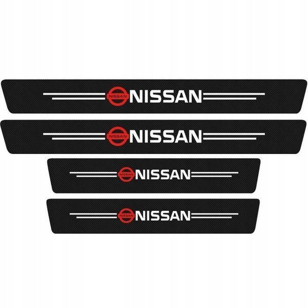 Защитная пленка накладка на пороги для Nissan Черный Карбон Плюс 4 шт 2303729145 фото
