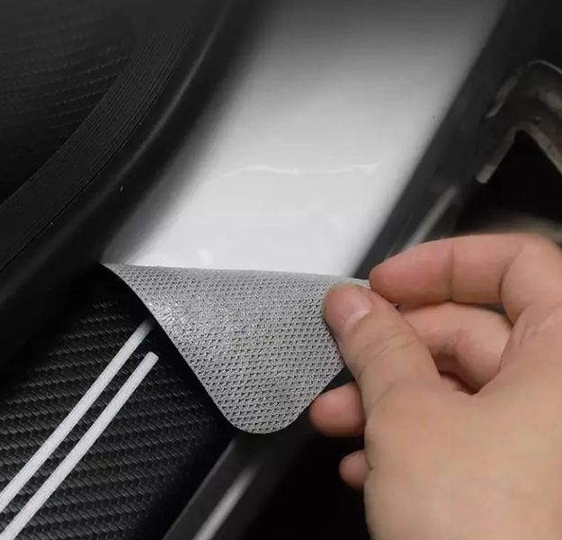 Защитная пленка накладка на пороги для Nissan Черный Карбон Плюс 4 шт 2303729145 фото