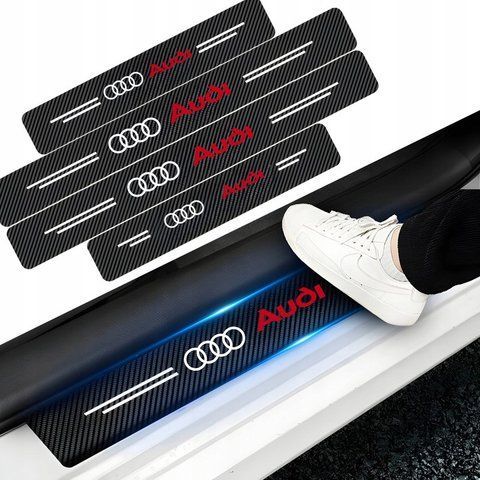 Защитная пленка накладка на пороги для Audi Черный Карбон Плюс 4 шт 2303738112 фото