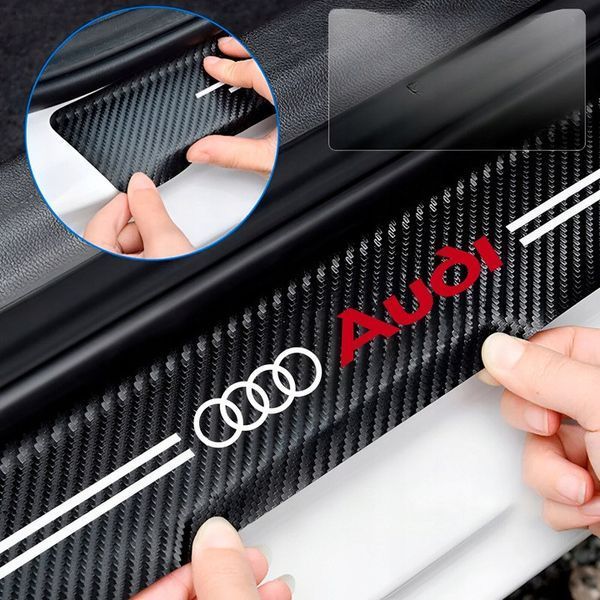 Защитная пленка накладка на пороги для Audi Черный Карбон Плюс 4 шт 2303738112 фото
