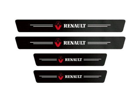 Защитная пленка накладка на пороги для Renault Черный Карбон Плюс 4 шт 2303777941 фото