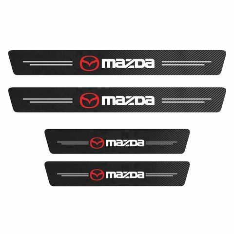 Защитная пленка накладка на пороги для Mazda Черный Карбон Плюс 4 шт 2303779463 фото