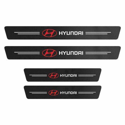 Защитная пленка накладка на пороги для Hyundai Черный Карбон Плюс 4 шт 2303785995 фото