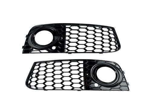 Комплект передних решеток для Audi A4 B8 2009&ndash;2012 8K0807681; 8K0807682 черный глянец стиль RS 2995728590 фото