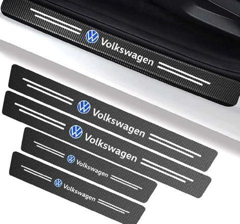 Защитная пленка накладка на пороги для Volkswagen Черный Карбон Плюс 4 шт 2303696300 фото
