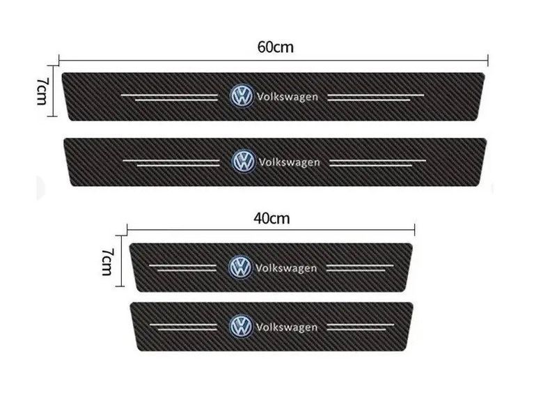 Защитная пленка накладка на пороги для Volkswagen Черный Карбон Плюс 4 шт 2303696300 фото