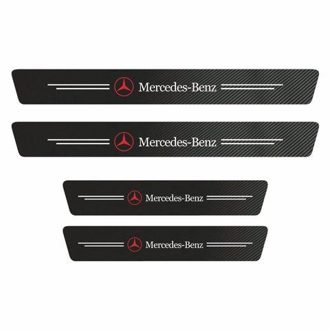 Защитная пленка накладка на пороги для Mercedes Черный Карбон Плюс 4 шт 2303707024 фото